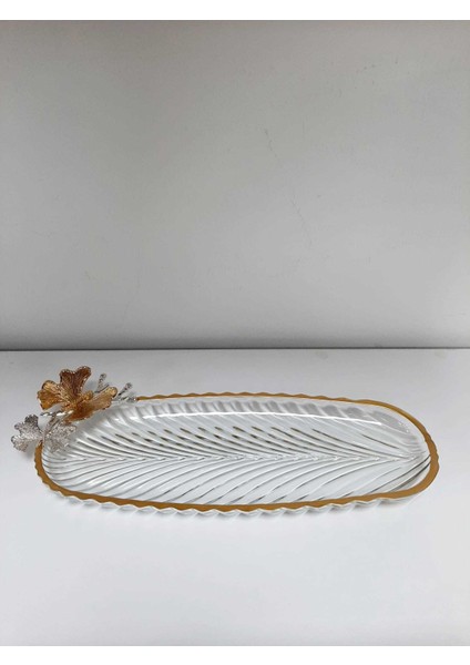 Avangard Ayaklı Gold Yaldızlı Çift Kelebekli Sunumluk