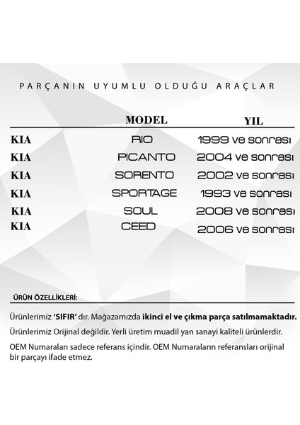 Alpha Auto Part Hyundai I30 I20 Kia Rio Için Anahtar Buton Lastiği