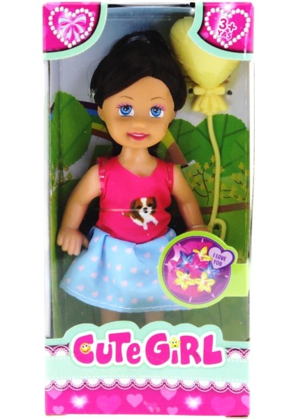 Cute Girl Sarı Balonlu Kumral Mini Bebek