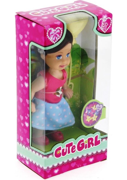 Cute Girl Sarı Balonlu Kumral Mini Bebek