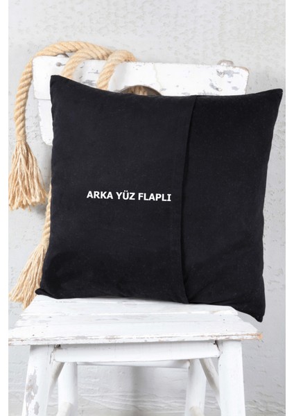 Boho Kırlent Kılıfı Yaprak Çizgi Sanatı Siyah, Tek Çizgi Sanatı, Minimalist Çizim 42X42 cm fırsatları