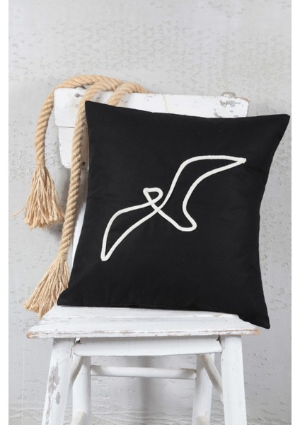 Boho Kırlent Kılıfı Martı Çizgi Sanatı Siyah, Tek Çizgi Sanatı, Minimalist Çizim 42X42 cm fiyatları