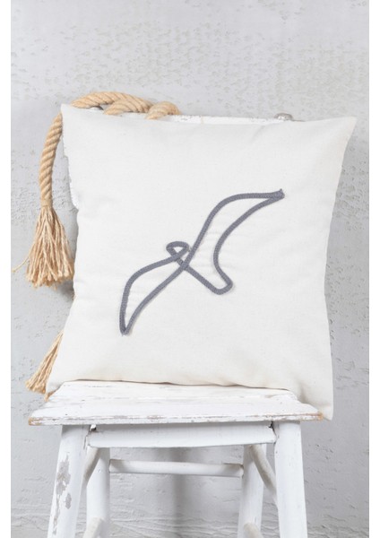 Boho Kırlent Kılıfı Martı Çizgi Sanatı Krem, Tek Çizgi Sanatı, Minimalist Çizim 42X42 cm fiyatları