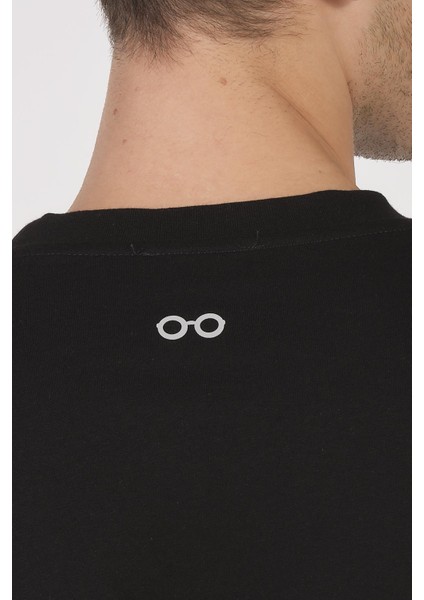 Unisex (Erkek -Kadın) Oversize T-Shirt Black (Siyah) Sevimli Kuru Kafa