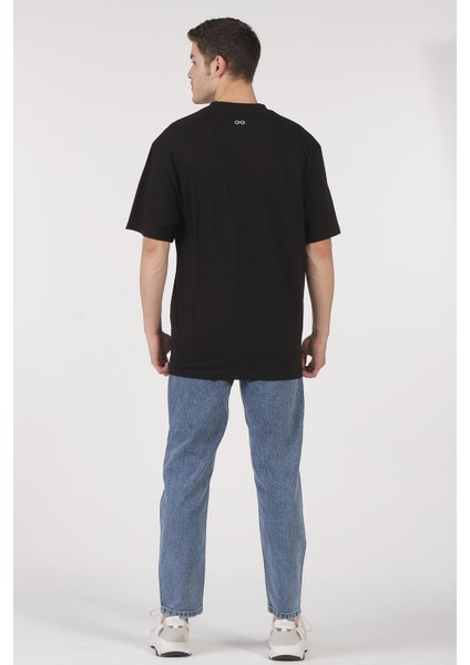 Unisex (Erkek -Kadın) Oversize T-Shirt Black (Siyah) Sevimli Kuru Kafa