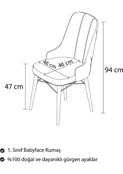 Alfa Sandalye Babyface Kumaş Ceviz Gürgen Ayak