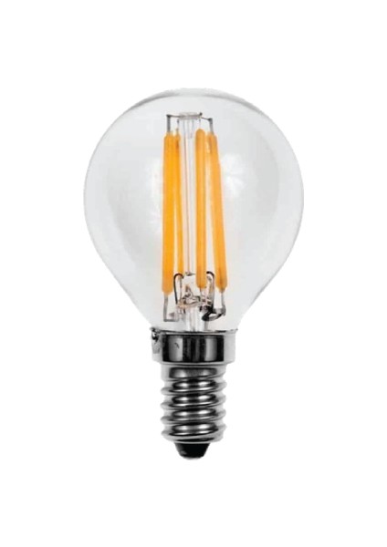 LED 4W E14 6500K Beyaz Işık G45 Şeffaf Flamanlı Top Ampul FLED038