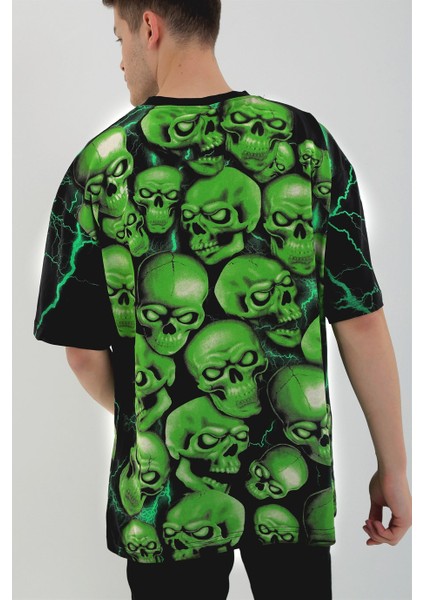 - Skull Pile Siyah Oversize T-Shirt