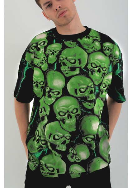 - Skull Pile Siyah Oversize T-Shirt