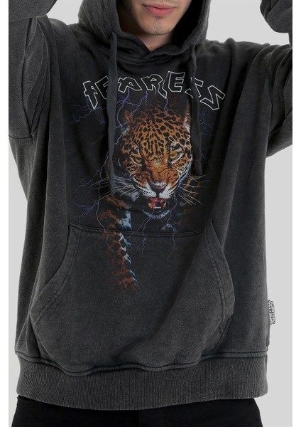 - Fearless Yıkamalı Antrasit Oversize Sweatshirt