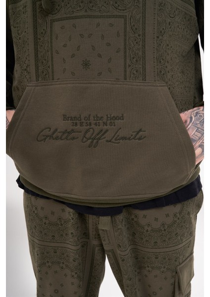 Allover Bandana Hoodie Haki modelleri