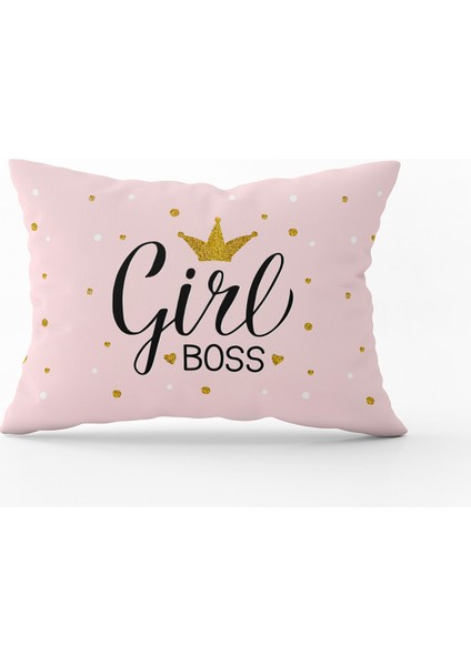 Cango Home Pembe Girl Boss Dekoratif Dijital Baskı Kırlent Yastık Kılıfı - CGH480-3550 Çift Tarafı Baskılı