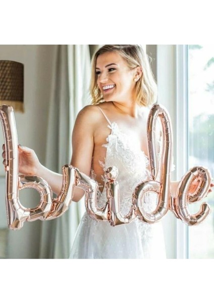 Bride To Be Imza Folyo Balon 10 Adet Rose Gold Balon 2 Adet 16 Inc Kalp Folyo Balon