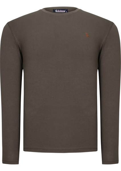 T8588 Dewberry Bisiklet Yaka Erkek Sweatshirt-Açik Haki