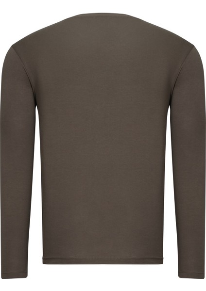 T8588 Dewberry Bisiklet Yaka Erkek Sweatshirt-Açik Haki