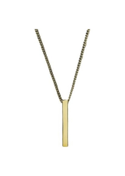 Dikdörtgen Uçlu Küba Zincirli Paslanmaz Çelik Kolye 50 cm