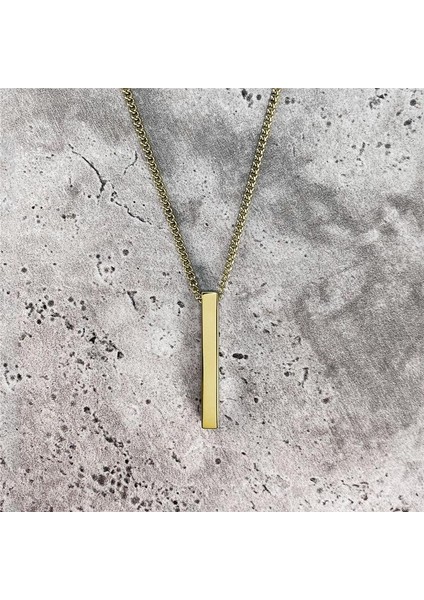 Dikdörtgen Uçlu Küba Zincirli Paslanmaz Çelik Kolye 50 cm fiyatları