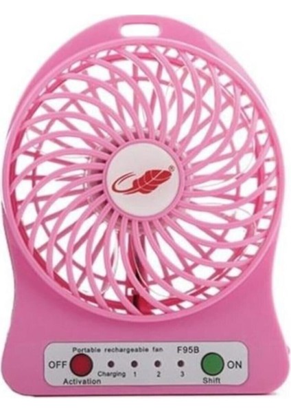 Anycast Masa Üstü Şarjlı Mini Vantilatör 3 Kademeli USB Mini Fan Pembe