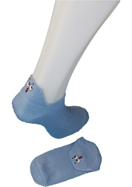 Unisex Emojili Çorap Mavi 3 Lü