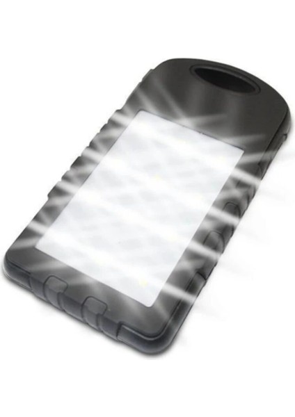 Solar Güneş Enerjili 10000 Mah 12 Power LED Işik Power Bank white