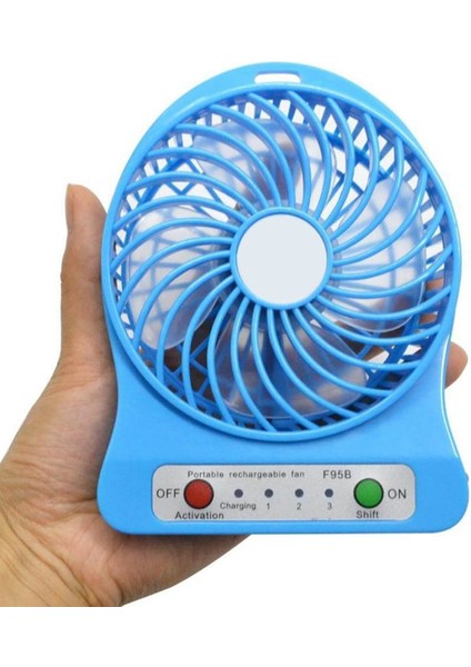 Vantilatör Mini Şarjlı Ü Mavi