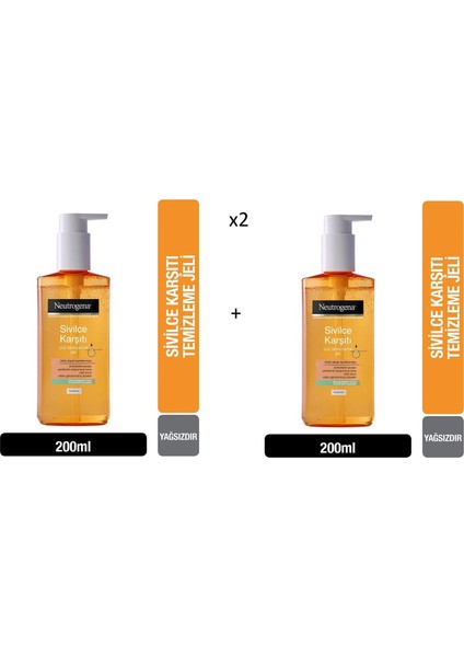 Neutrogena Visibly Clear Günlük Temizleme Jeli 200 ml 2 Adet
