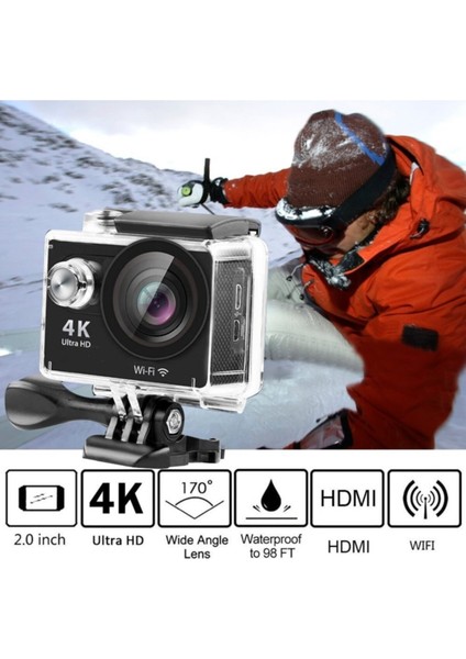 KS-504 Authentic H9 4K Ultra Hd Wifi 2inç Aksiyon Kamera fiyatları