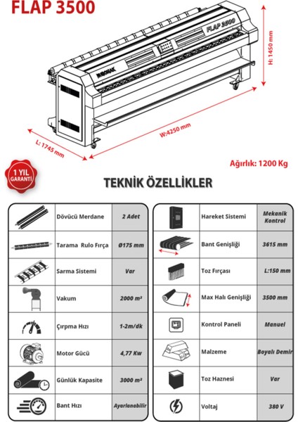 Halı Çırpma Makinası FLAP-3500