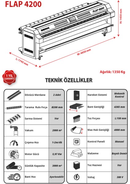 Halı Çırpma Makinası FLAP-4200