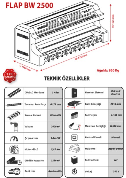 Halı Çırpma Makinası Flap Bw 2500