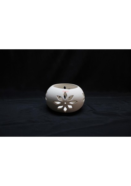 Seramik Çiçekli Büyük Mumluk 8,5X15CM O-07