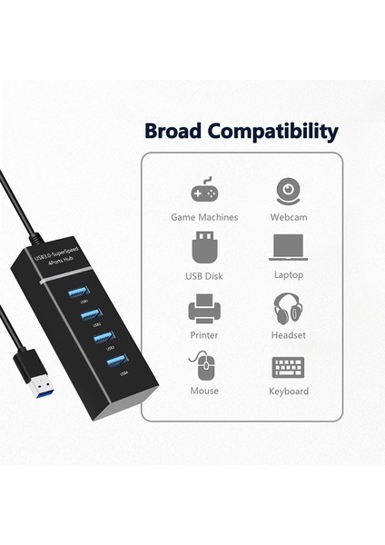 4 Port USB 3.0 Hub USB Çoklayıcı LED Göstergeli USB 3.0 Hub Çoklu Bağlantı Noktası