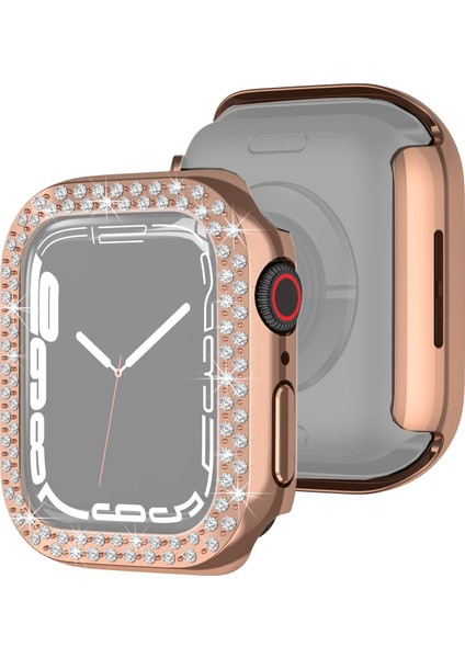 Galvanik Pc Çift Satırlar Mas Koruyucu Kılıf Apple Watch S 7 45 mm. İçin (Yurt Dışından)