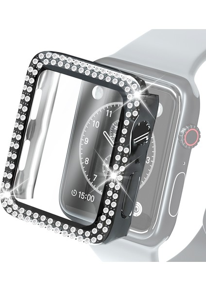 Galvanik Pc Çift Satırlar Mas Koruyucu Kılıf ile Temperli Cam Filmi ile Apple Watch Serisi 6 & Se & 5 & 4 44 mm. (Yurt Dışından)