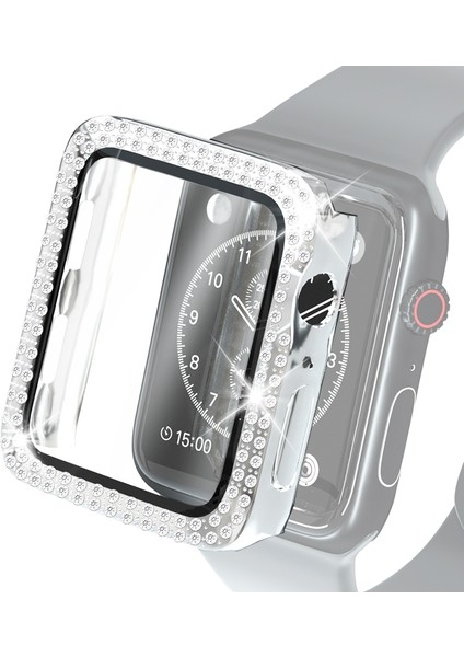 Galvanik Pc Çift Satırlar Mas Koruyucu Kılıf ile Temperli Cam Filmi ile Apple Watch Serisi 3 & 2 & 1 38 mm. (Yurt Dışından)