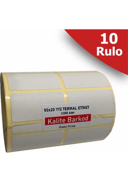50X20 Yanyana 2'li Termal Etiket | 10 Rulo Barkod Etiketi