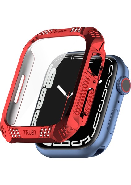 Rhombus Kemer Matkap + Temperli Film Bütünleşik Vaka Apple Watch S 7 41 mm. (Yurt Dışından)