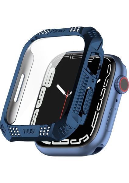 Rhombus Kemer Matkap + Temperli Film Bütünleşik Vaka Apple Watch S 7 41 mm. (Yurt Dışından)