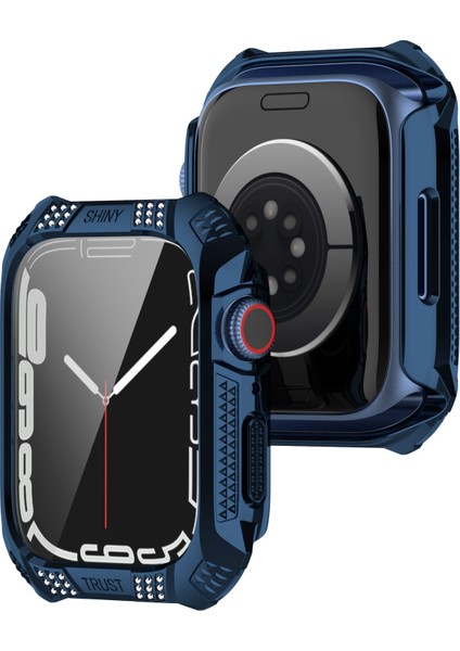 Rhombus Kemer Matkap + Temperli Film Bütünleşik Vaka Apple Watch S 7 41 mm. (Yurt Dışından)
