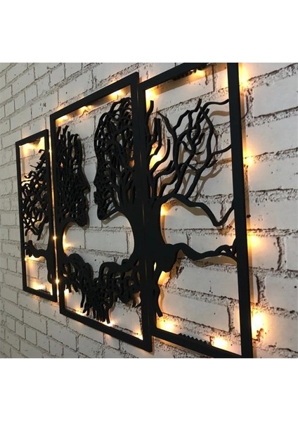 Dekoratif 3lü Insan Fügürü Ledli Tablo