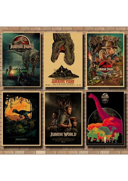 6 Lı Mdf Jurassic Park Afişi Film Ahşap Poster