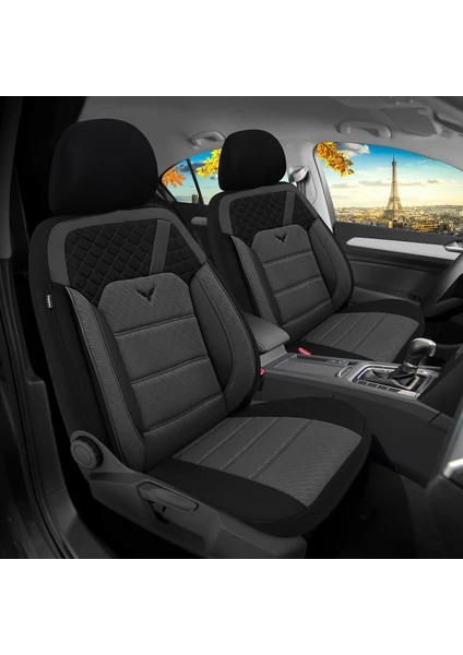 Oto Pandami Volkswagen Tiguan Allspace 2016+  Uyumlu 1+1 Gri Koltuk Kılıfı