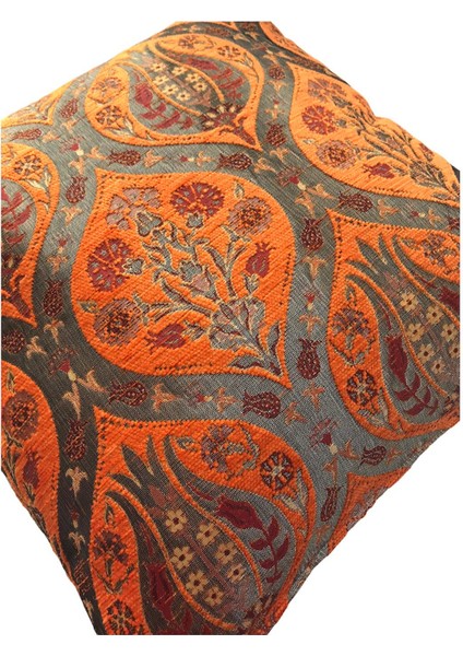 Lale Desenli Turuncu Kırlent Kılıfı 45 x 45 Cm -2 Adet