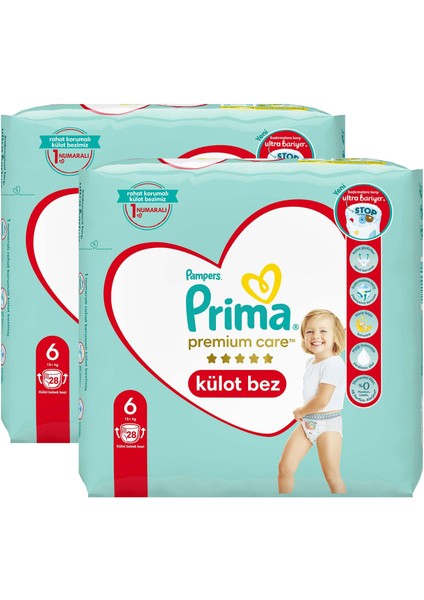 Premium Care Külot Bebek Bezi 6 Beden Ekstra Large İkiz Paket 28 Adet *2 Ad