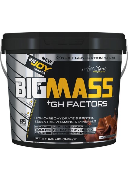 Bigjoy Bigmass Gainer Gh Factors 3000 Gr Çikolatalı Karbonhidrat