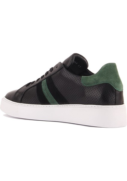 Sail Lakers - Siyah Deri,yeşil Süet Bağcıklı Erkek Sneaker