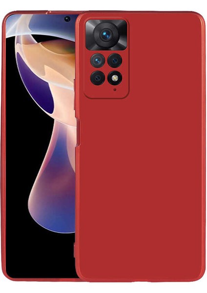 Xiaomi Redmi Note 11 Pro 5g Kılıf Kamera Korumalı Mat Premium Silikon Kılıf Kırmızı + Cam Ekran Koruyucu
