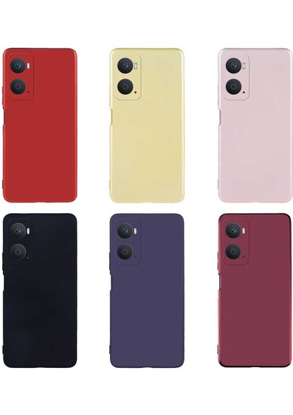 Oppo A96 4g Kılıf Kamera Korumalı Mat Premium Silikon Kılıf Rose + Cam Ekran Koruyucu