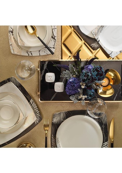 Bone Mare 12 Kişilik 53 Parça Kare Altın Yemek Takımı fiyatları