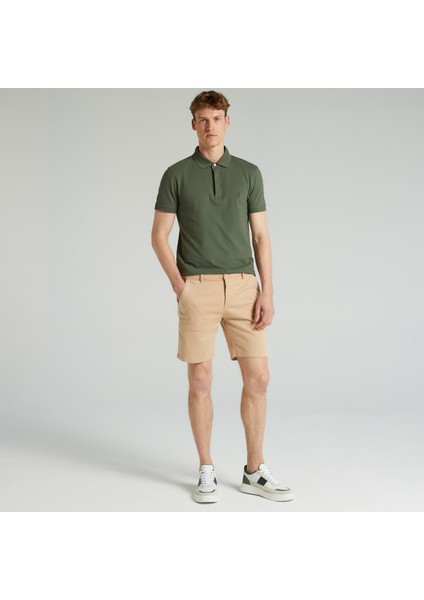 Erkek Bej Slım Fıt Bermuda Şort BC25800T.2TK